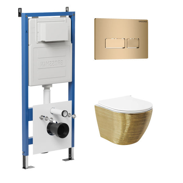 Комплект унитаза с инсталляцией Grossman Pragma 97.4455GWS.03.310 с клавишей смыва